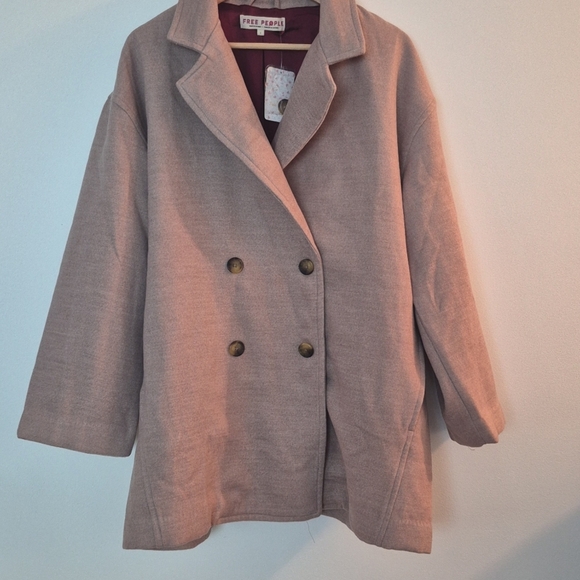 NWT Free People Hannah Slouchy Blazer Jacket Double Breasted Oversized Large - Picture 3 of 9